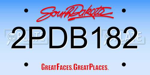 2PDB182 South Dakota License Plate