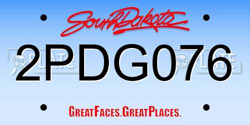2PDG076 South Dakota License Plate