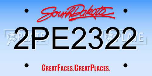 2PE2322 South Dakota License Plate