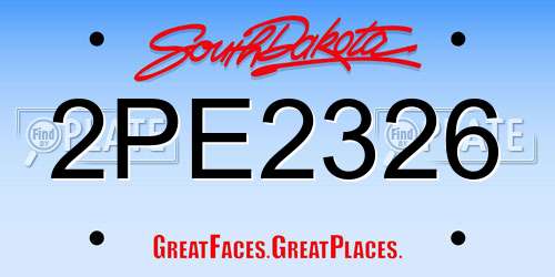 2PE2326 South Dakota License Plate
