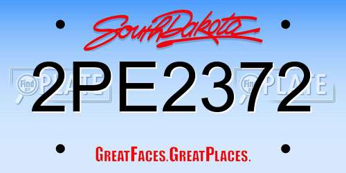 2PE2372 South Dakota License Plate