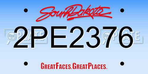 2PE2376 South Dakota License Plate
