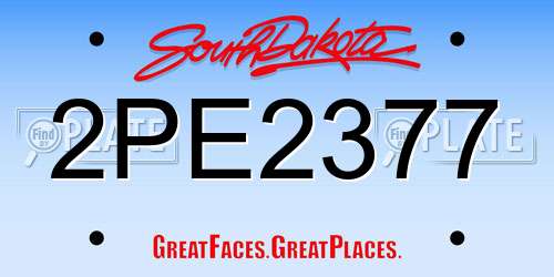 2PE2377 South Dakota License Plate