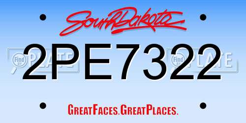 2PE7322 South Dakota License Plate