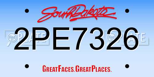 2PE7326 South Dakota License Plate