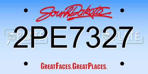 2PE7327 South Dakota License Plate
