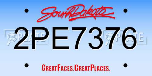 2PE7376 South Dakota License Plate