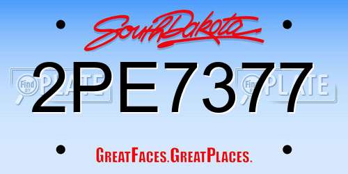 2PE7377 South Dakota License Plate