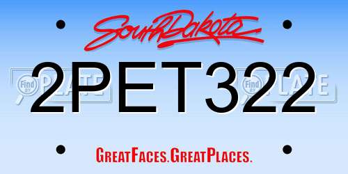 2PET322 South Dakota License Plate
