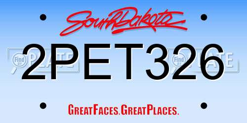 2PET326 South Dakota License Plate
