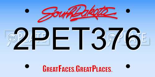 2PET376 South Dakota License Plate