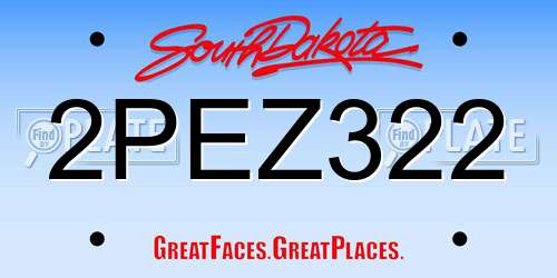 2PEZ322 South Dakota License Plate