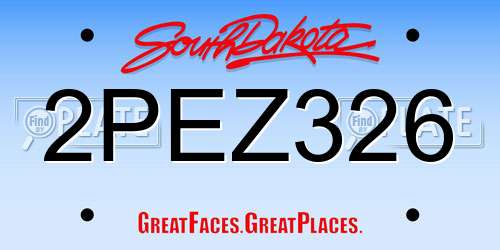 2PEZ326 South Dakota License Plate