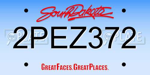 2PEZ372 South Dakota License Plate
