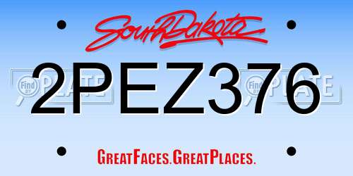 2PEZ376 South Dakota License Plate