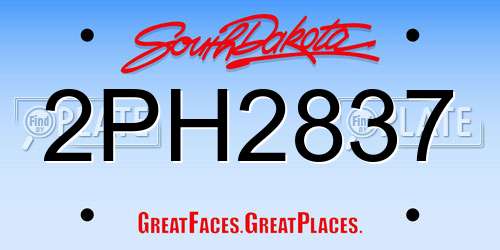 2PH2837 South Dakota License Plate