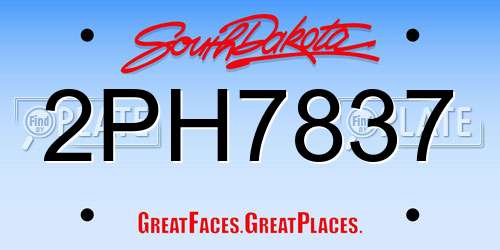 2PH7837 South Dakota License Plate
