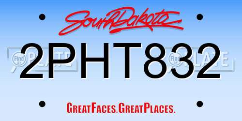 2PHT832 South Dakota License Plate