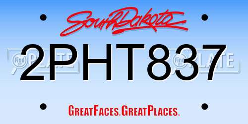 2PHT837 South Dakota License Plate
