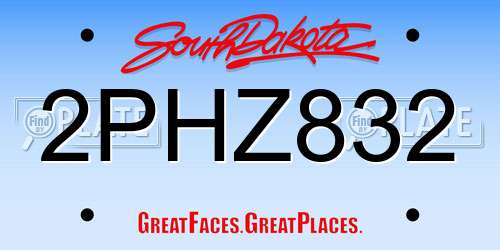 2PHZ832 South Dakota License Plate