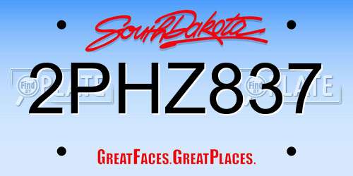 2PHZ837 South Dakota License Plate