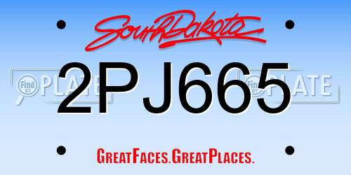 2PJ665 South Dakota License Plate