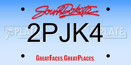 2PJK4 South Dakota License Plate