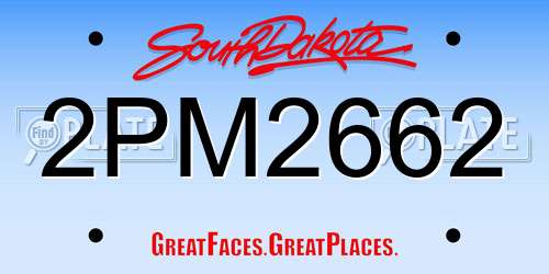 2PM2662 South Dakota License Plate