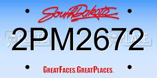 2PM2672 South Dakota License Plate
