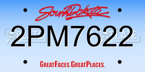 2PM7622 South Dakota License Plate