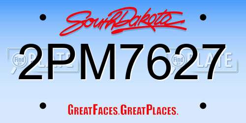2PM7627 South Dakota License Plate