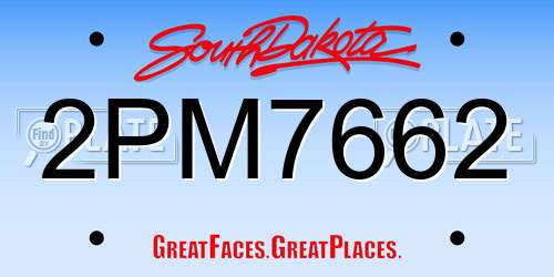 2PM7662 South Dakota License Plate