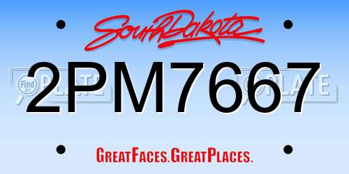2PM7667 South Dakota License Plate