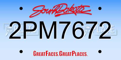 2PM7672 South Dakota License Plate