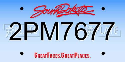 2PM7677 South Dakota License Plate