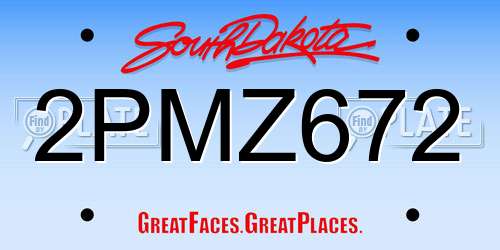 2PMZ672 South Dakota License Plate