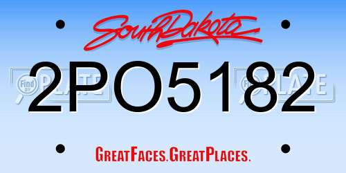 2PO5182 South Dakota License Plate