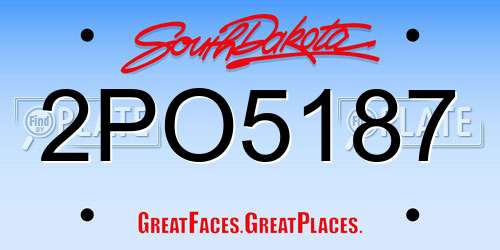 2PO5187 South Dakota License Plate