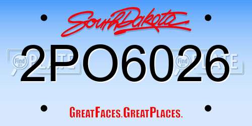 2PO6026 South Dakota License Plate