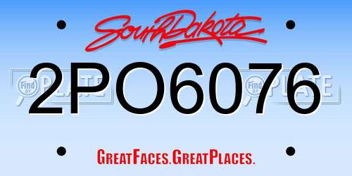 2PO6076 South Dakota License Plate