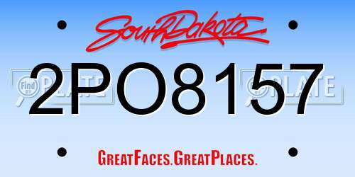 2PO8157 South Dakota License Plate