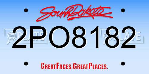 2PO8182 South Dakota License Plate