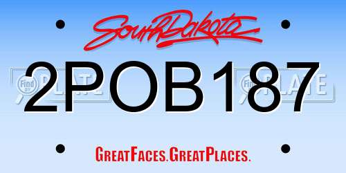 2POB187 South Dakota License Plate