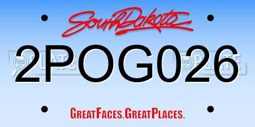 2POG026 South Dakota License Plate