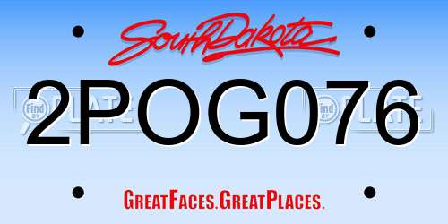 2POG076 South Dakota License Plate