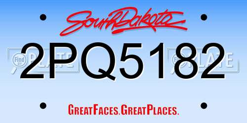 2PQ5182 South Dakota License Plate