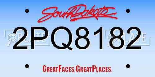 2PQ8182 South Dakota License Plate