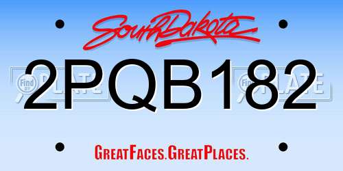 2PQB182 South Dakota License Plate
