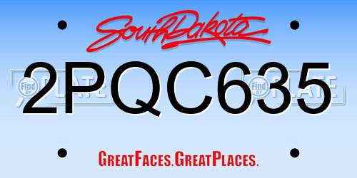 2PQC635 South Dakota License Plate
