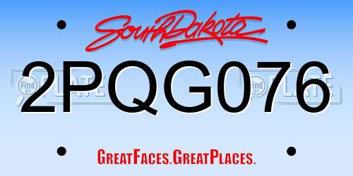 2PQG076 South Dakota License Plate